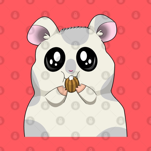 Cute Cartoon Hamster Eating by mareescatharsis