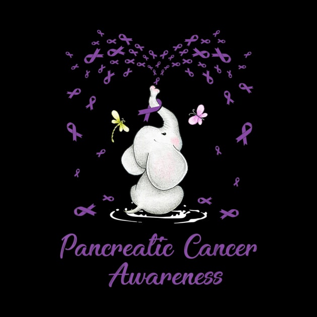 Elephant with Ribbon Pancreatic Cancer Awareness by LiFilimon