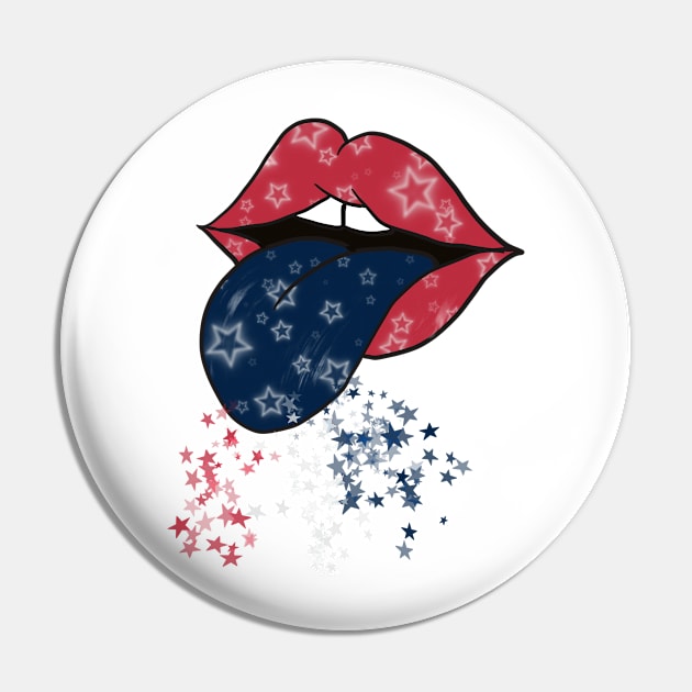 USA mouth, stars, Red, White and Blue Pin by Sheila’s Studio