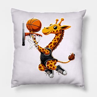 funny giraffe  basketball slam dunked Pillow