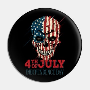 4th of July Independenca Day Skull Pin