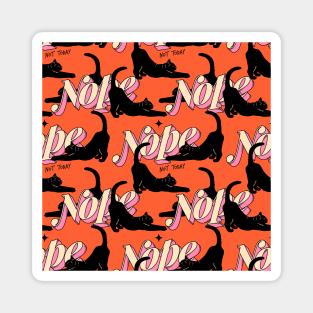 Monday Nope Black Cat Pattern in orange Magnet