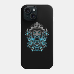 angry lion with flower and ornaments Phone Case