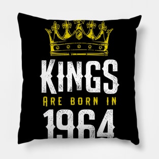 kings are born 1964 birthday quote crown king birthday party gift Pillow