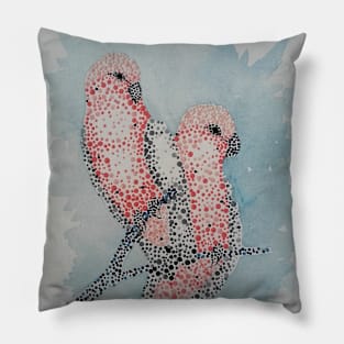 Australian Galahs painted in Pointalism Style - Dots Pillow