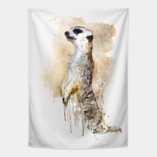 Watercolor Painting - Meerkat Sentinel Tapestry