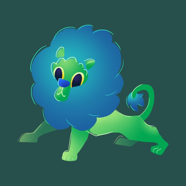 Cute Green Cartoon Lion by Alice_Wieckowska
