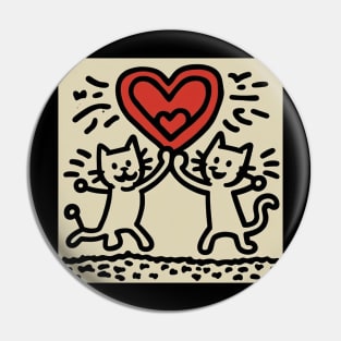 Funny Keith Haring, cats lover Pin