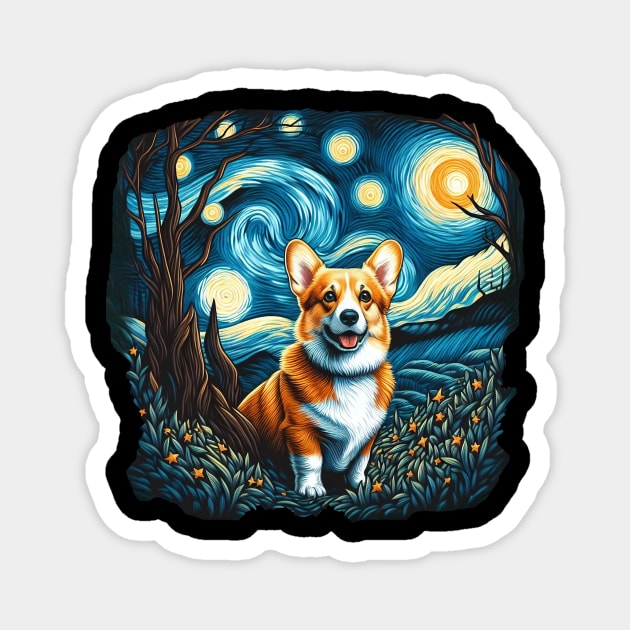 Corgi starry night Magnet by ArtVault23