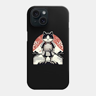 Kawaii Cat Anime Japanese Retro Samurai Novelty Funny Cat Phone Case