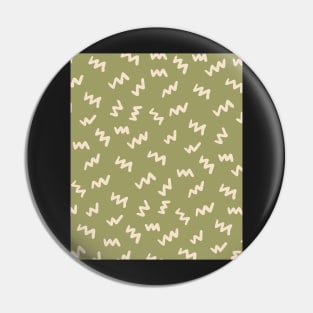 Olive Green  Abstract Mudcloth Lines Pattern Pin