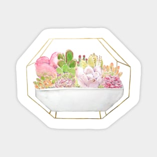 botanical succulent in a golden rack watercolor Magnet