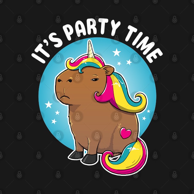 It's party time Cartoon Capybara Unicorn by capydays