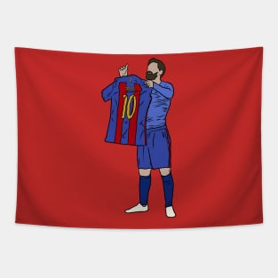 Leo Messi Jersey Celebration Tapestry