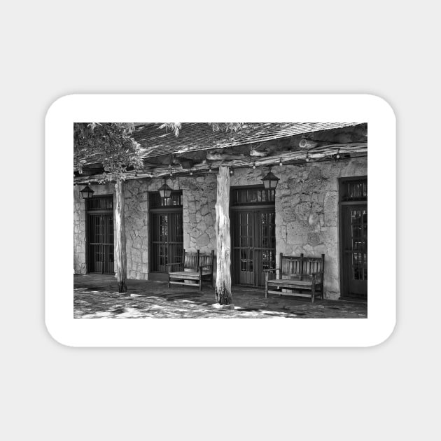 Black And White Alamo Adobe Magnet by KirtTisdale