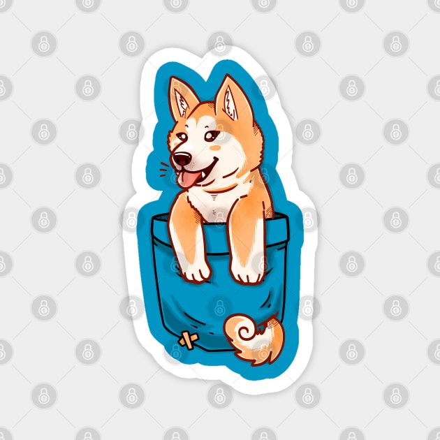 Pocket Cute Akita Puppy Magnet by TechraPockets