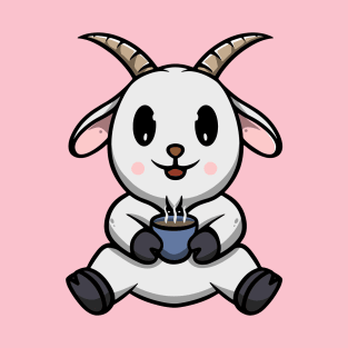 Cute Goat Drinking Hot Chocolate T-Shirt