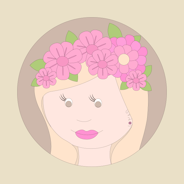 Girl With Pink Flowers In Hair Digital Art | Melanie Jensen Illustrations by illusima