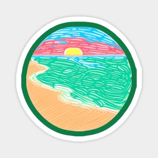 Beach Sunset retro Magnet