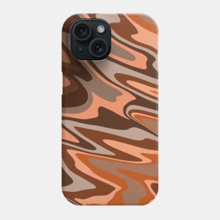 Trendy cool stylish boho brown orange abstract swirl wavy pattern Phone Case