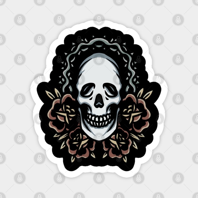 skull and roses tattoo Magnet by donipacoceng