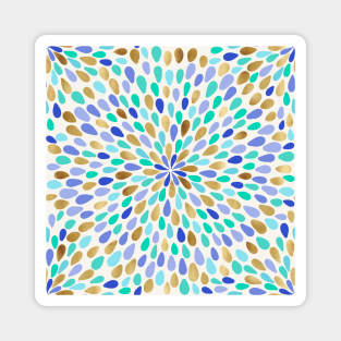 Summer Blue Gold Flower Burst Magnet