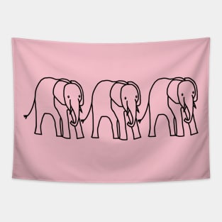 Three Baby Elephants Outline Tapestry