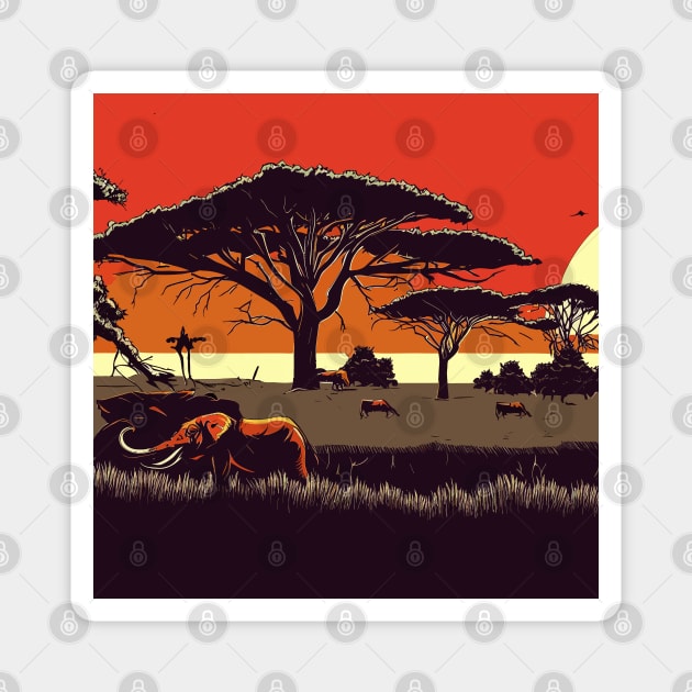 Zambia landscape Magnet by TomFrontierArt