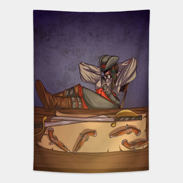 Pirate At Rest Tapestry by Mjkvn