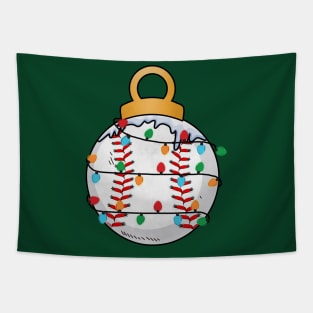 Baseball Christmas Lights Tapestry