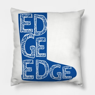 How do you say Buttigieg? Drawing of Boot in blue with distressed text Pillow