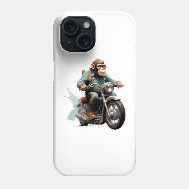 Monkey Biker Retro Motorcycle Phone Case by Nenok