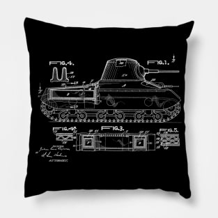 Military Tank Vintage Patent Drawing Pillow