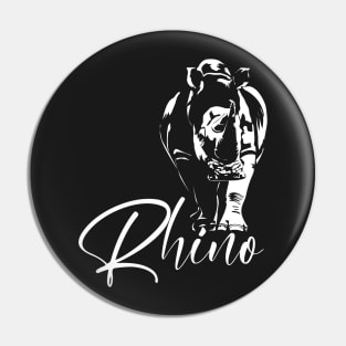 Rhinoceros on a black background Pin