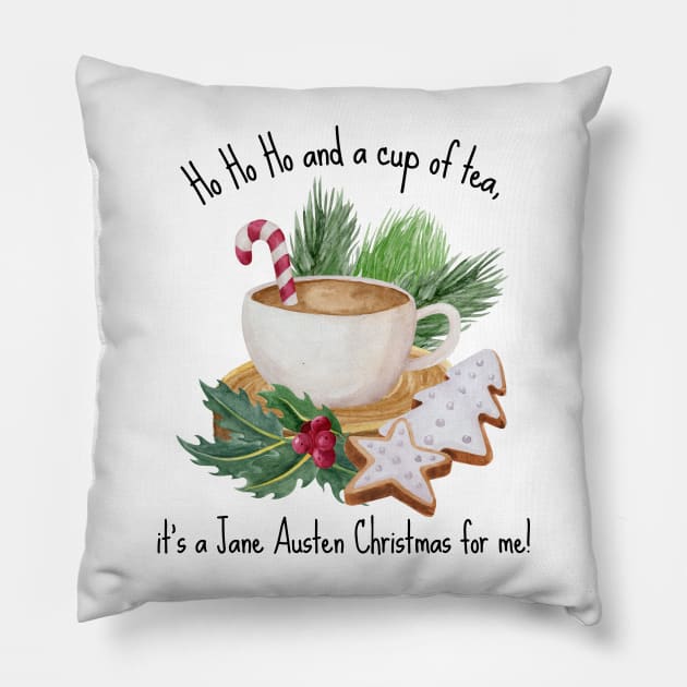 Jane Austen Christmas - cute tea text Pillow by Miss Pell