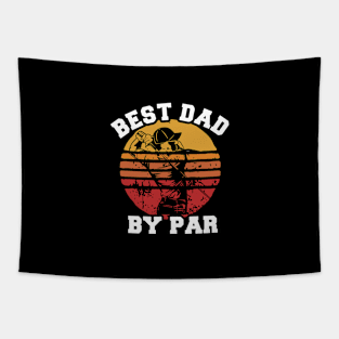 Best Dad By Par, Golfer Gift For Father, Retro Style Tapestry