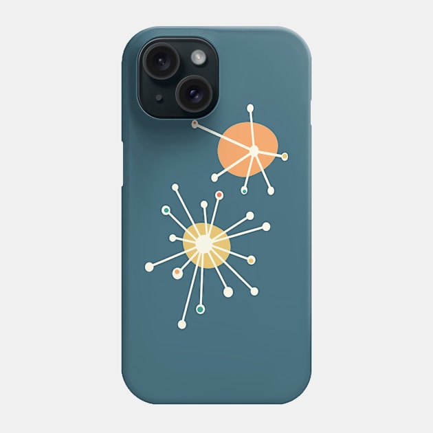 Mid Century Atomic Starburst Dark Teal Phone Case by tramasdesign