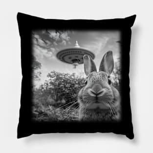 Funny Bunny Selfie with UFO Pillow