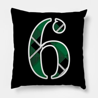 6 Sports Jersey Number Green Black Flannel Pillow