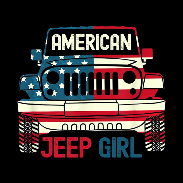 American Jeep girl Usa Flag Jeep by Oska Like