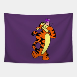 Tiger with Awareness Ribbon Butterfly (Purple) Tapestry