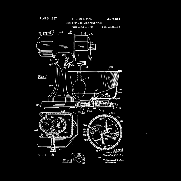 1937 KitchenAid Mixer Patent, food handling apparatus by Anodyle