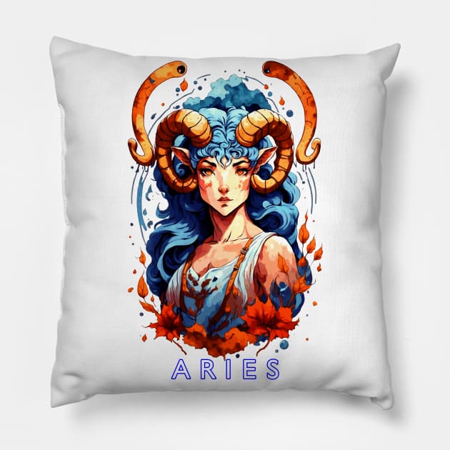 Zodiac sign Aries T-shirt Pillow by Emotiondesign