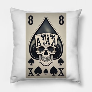 card with skeleton head (halloween design) Pillow