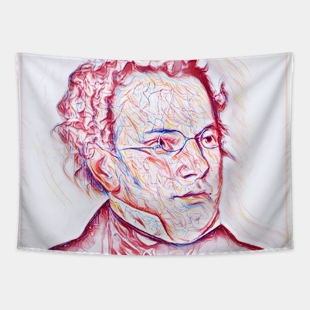 Franz Schubert Portrait | Franz Schubert Artwork | Line Art Tapestry by JustLit