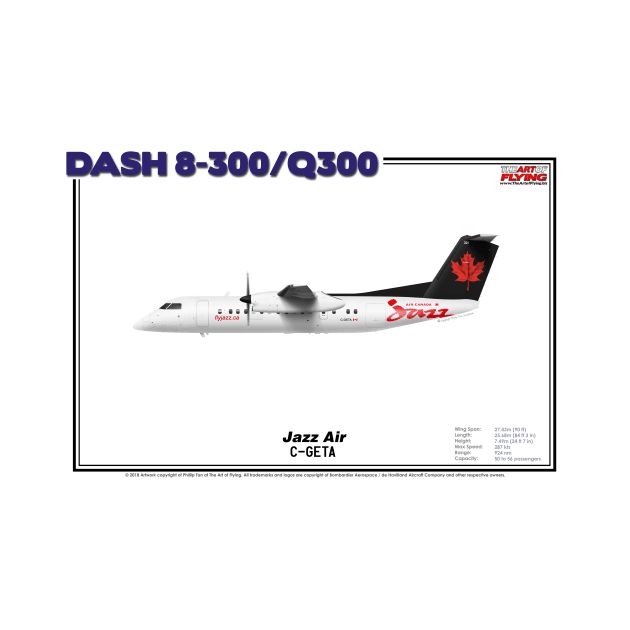 DeHavilland Canada Dash 8-300/Q300 - Jazz Air (Art Print) by TheArtofFlying