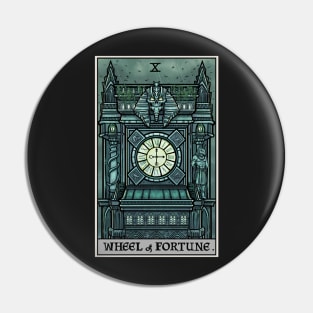 Wheel of Fortune Tarot Card Halloween Goth Witch Gothic Clock Tower Pin