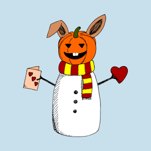 Happy Whatever! Pumpkin Snowman Bunny T-Shirt