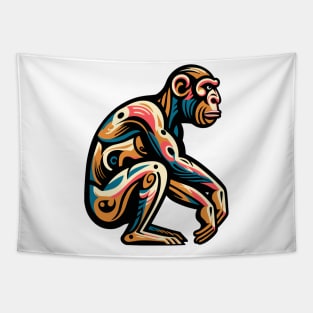 Pop art monkey illustration. cubism illustration of monkey Tapestry