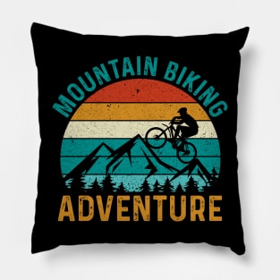 Mountain biker , outdoor camping, biking adventure , hiking, trekking, camping lover, vacation, holiday Pillow